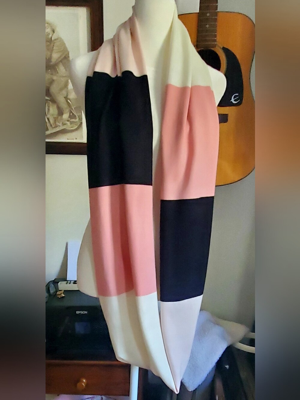 kate spade Infinity Scarf in Black, Blush Pink & Cream